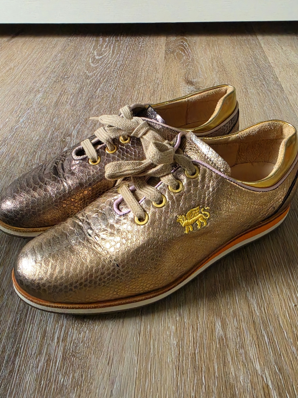 Royal Albartross Metallic Bronze Rose Gold Snake Spikeless Golf Shoes Women's 6.